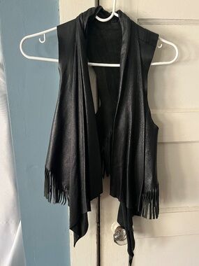 Leather fringe vest